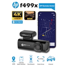Hp F499x 4k Wdr, Araçiçi Kamera, 1.5 Inch Renkli Lcd Ekran, Gps Li, Wi-fi Destekli