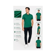 Luxıc Core Erkek Polo Yaka Yeşil Tişört Likralı Pike Kumaş Terletmez Slim Fit Günlük Şık Tasarım