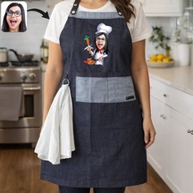 Bk Gift Kişiye Özel Karikatürlü Pamuk Denim Havlu Detaylı Mutfak Önlüğü -3, Aşçı Ve Şef Önlüğü, Ev Hediyesi Kobitmeyencom36597 Bk Gift Renkli