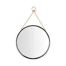 Ahşap Çerçeve Boyalı İpli Ayna Siyah Q50