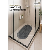 Mainshop Kaydırmaz Duşakabin Banyo Ve Duş Paspası Masajlı Vantuzla Yapışır 37 X 69 Cm M-142 Gri