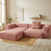 Relax Köşe Koltuk Takımı Sünger Koltuk Kanepe Divan Gül Kurusu