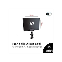 10 Adet Mandallı Etiket Tutucu Ve Silinebilir A7 Siyah Vitrin Etiket Seti
