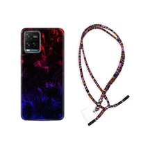 Vivo V21E Kılıf Rasta Boyun Askılı Blue Red Fire 1637