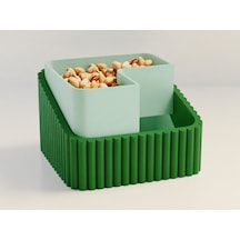 3d Baskı Fıstık Kasesi - Çift Hazneli Kabuk Ayırıcı Sunum Kasesi - Yeşil Mint
