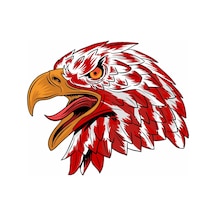 Sticker Usta Kırmızı Beyaz Kartal Sticker, Eagle, 00945 Renkli 15x12 Cm