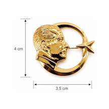 Atatürk Rozet Yıldız Figürlü Şık Yaka Aksesuarı Gold & Gümüş 1 Çok Renkli