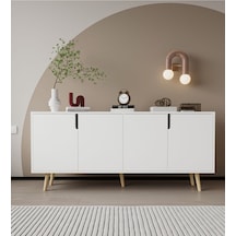 Latina Ahşap Ayaklı Modern Konsol 180 Cm Beyaz