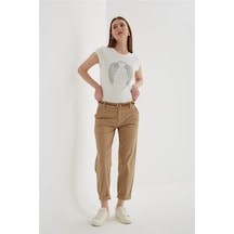 Fashion Friends Zımba Detaylı Baskılı Ekru Kadın T-shirt 25y0560k1 Ekru