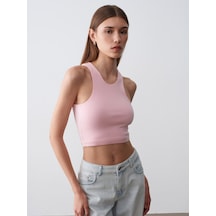 Dilvin 32941 Halter Yaka Crop Top-toz Pembe