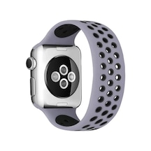 Newface Apple Watch Uyumlu 38mm Ayarlı Delikli Silikon Kordon -  Gri- siyah Diğer