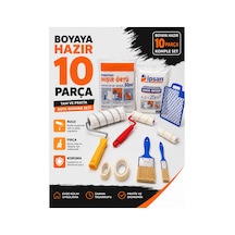 10 Parça Komple Boya Badana Seti Rulo, Kestirme Fırçaları Ve Bantları, Izgara Ve Koruma Örtüsü Yedek Rulo