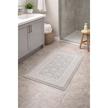 Modern Dokuma Desenli Kaymaz Taban Banyo Paspası 50x80 Cm Bej