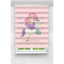 Perdecizade Enxboy Pony Kız Dijital Baskılı Zebra Perde-cocuk Odası-stor Perde Renkli