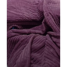 Merinos Çift Kişilik Battaniye Mor 3 Parça Set Modern Line
