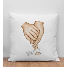 Bk Gift Kişiye Özel Renkli Aile El Ele Tasarımlı Beyaz Kırlent Yastık-5, Aile Hediyesi, Ev Dekorasyonu, Yeni Doğum Hediyesi Kobitmeyencom30319 Bk Gift