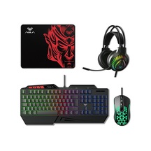 Aula T650 4 İn 1 Gaming Set Rgb Kablolu Membran Klavye 3600 Dpı Mouse Mikrofonlu Oyuncu Kulaklığı Mousepad Lazer
