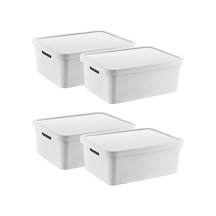 Smartware 4'lü Set Stafi Çok Amaçlı Kapaklı Kutu Beyaz 12 Lt - Beyaz, Çok Amaçlı Kapaklı Kutu, Ev-ofis-depo İ Çok Renkli