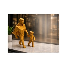 Süper Kahraman Baba Oğul Figür Seti - 13x10x16 Cm / Organik Pla Sarı