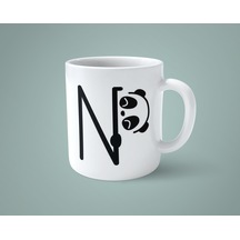 N Harfi Panda Alfabe Baskılı Kupa Bardak