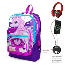 Coral High Kids Mor Pembe Unicorn Desenli Dört Bölmeli USB Şarjlı