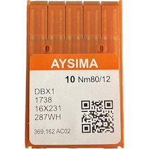 Aysıma Sanayi Tip Düz Dikiş Makina İğnesi İnce Dip Dbx1 Nm80/12