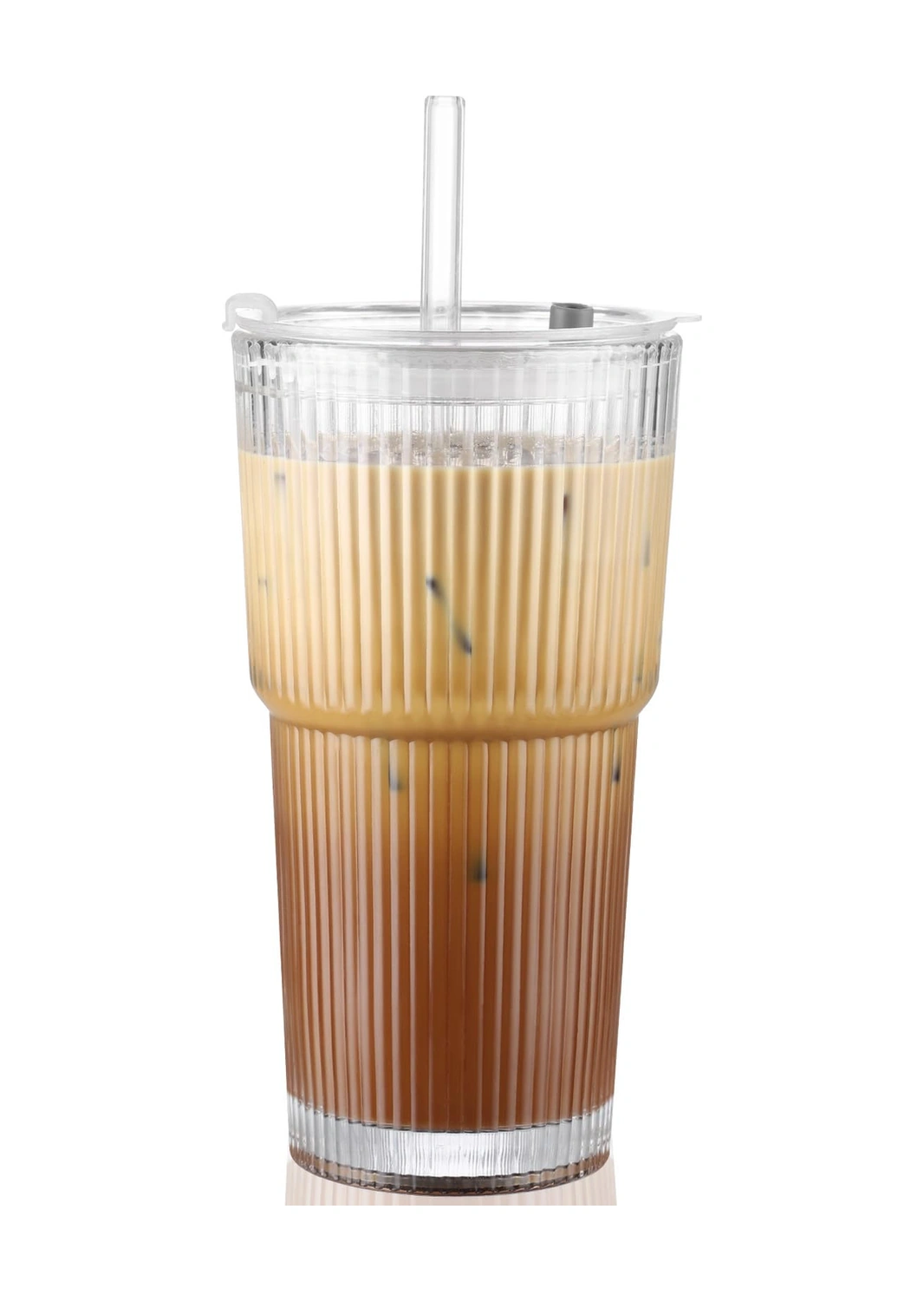 Youtek 20 Unze Cam Bardak, Kapağı Ve Cam Pipeti İle, Otomobil Bardak Tutucularına Uygun, Soğuk İçecekler İçin Viski, Kokteyl, Bira, Buzlu Kahve