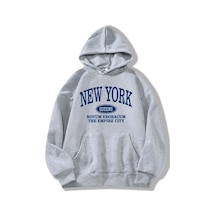 Kadın New York Queens Baskılı Oversize Kapşonlu Sweatshirt Totoroanime-90 Siyah
