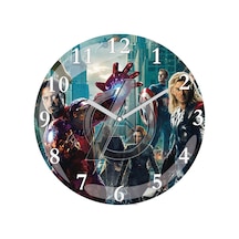 Yenilmezler The Avengers Sessiz Bombeli Gerçek Cam Duvar Saati Çok Renkli