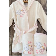 Leylek Bebek Bornoz Seti 0-3 Yaş Pembe Pembe