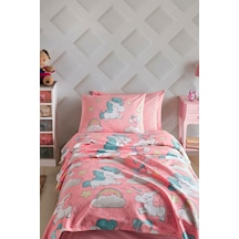 Enlora Home Baskılı Pike Takımı Tek Kişilik Unicornio Pembe