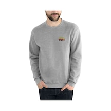 Sarı Ve Kırmızı Çiçek Volkswagen T1 Baskılı Gri Erkek Sweatshirt