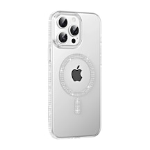 Mey İthalat iPhone Uyumlu 15 Pro Move Taşlı Magsafe Kapak - Natural Grey gri
