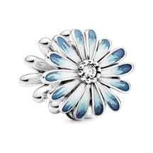 Nur Silver Ajur Mavi Papatya Çiçek Gümüş Charm Nur-bl00288