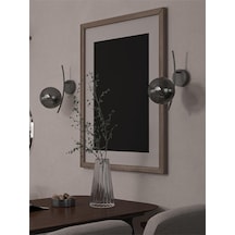 Lal 2 Adet Modern Füme Cam Küre Duvar Apliği - Siyah Metal Gövdeli Dekoratif Aydınlatma Siyah Kasa Füme Rengi Cam Tek Ebat Diğer