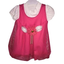 Cebeciticaret Kız Bebe Elbise File Ikli Takım Fuşya