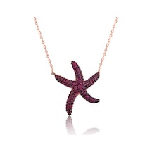 Gümüş Pembe Deniz Yıldızı Kadın Kolye (551164414)