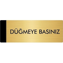 Metal Yönlendirme Levhası, Departman Kapı Isimliği Düğmeye Basınız 10x20 Cm Altın Renk