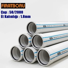 Fırat 50/2000mm Pvc Atık Su Borusu, 1.8mm Et Kalınlığı, 1 Adet