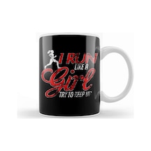 Cute I Run Like A Girl Try To Keep Up Distressed Kupa Bardak Porselen Karışık