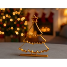 Yılbaşı Temalı Mini Süs Seti Pla Plastik Gold Renk 15cm
