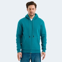 Slazenger VONDA Erkek Fermuarlı Kapüşonlu Cepli Petrol Sweatshirt