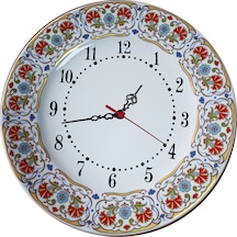 Armada Çini Prt 132 25 Cm Sarı Altın Yaldızlı Karanfil Desenli Porselen Çini Saat
