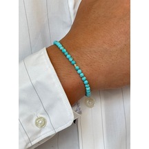 14 Ayar Alltın Dorikalı Doğal Firuze Taşlı Şık Altın Bileklik Altın