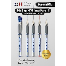 My Sign 4 Lü İmza Kalemi Seti 2 Mavi 1 Siyah 1 Kırmızı 1.0 Mm Jel Çok Renkli