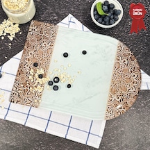Kanallı Cam Kesme Tahtası - Arabesk Desen - Kenarı Oval - 25x35cm