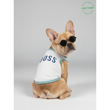 Beyaz The Boss Patron Yazılı Kedi Ve Köpek Kıyafeti Tişörtü Elbisesi Small/s/beden 1
