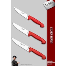 Silver Serisi 3 Lü Günlük Kullanım Mutfak Bıçak Seti Mtf-220 Kırmızı
