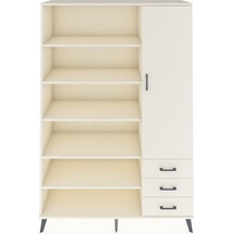 Hyperion Dolap 9 Raflı 3 Çekmeceli Tek Kapaklı 132x44x195 Aytaşı-aytaşı/aytaşı Aytası/aytası
