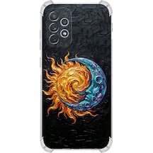 Samsung Uyumlu Galaxy A53 İle Köşe Korumalı Kılıf Metamorfoz Kozmik Dans Tasarımlı Uv Baskılı Şeffaf